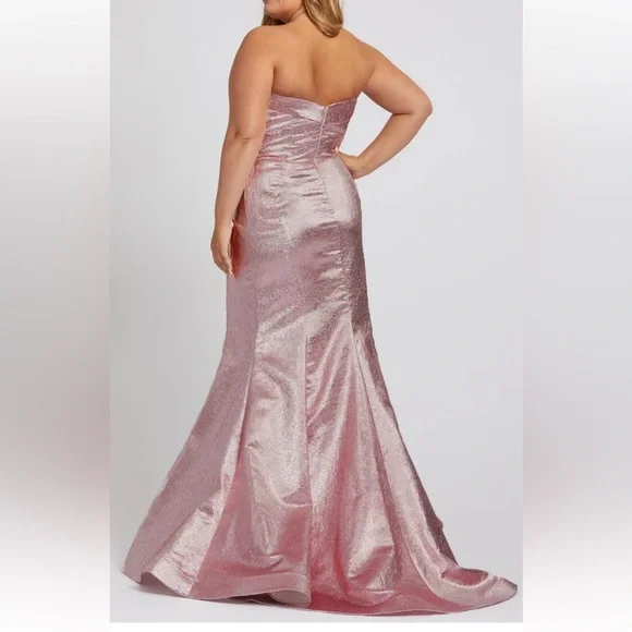 Mac Duggal 67230 Fabulouss Strapless Metallic Pink Strapless Mermaid Gown 18W - Picture 2 of 10